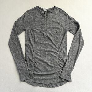 Athleta Pacifica Heather Gray Quarter Zip Long Sleeve Top Solana Swim 405688 XS